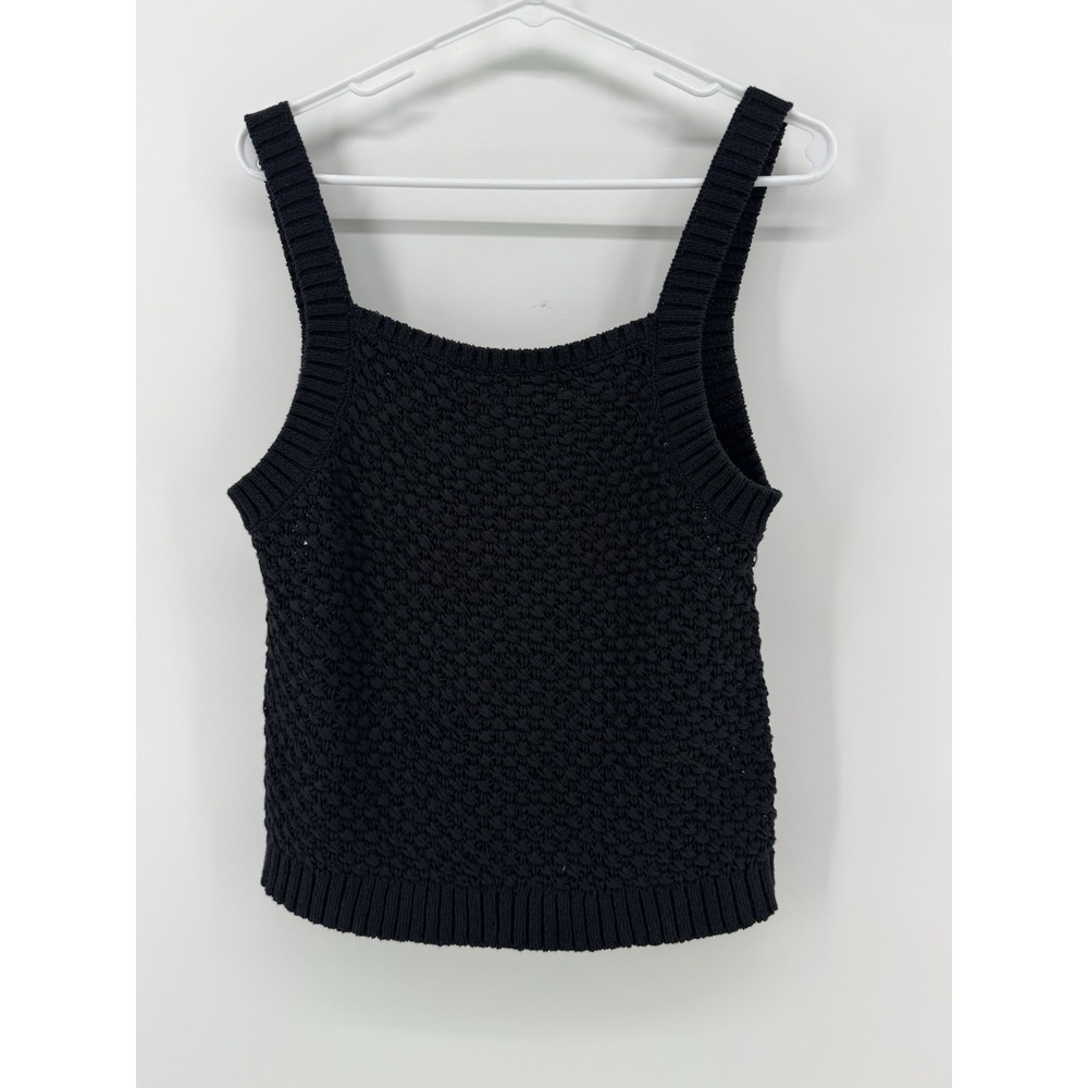 Women's JCREW textured sweater tank size medium black Basket Stitch NWT